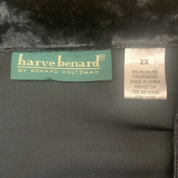 Black Velvet Button Front‎ Long Sleeve Collared Tunic Jacket Size 2X - Picture 7 of 8